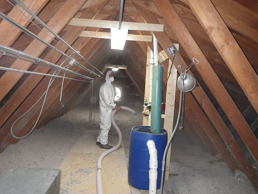 Insulation work in an attic
